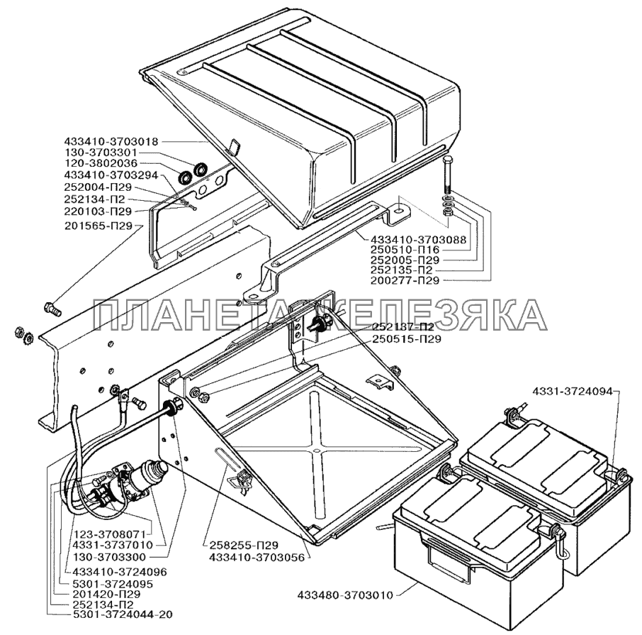 Установка аккумуляторных батарей на автомобиль ЗИЛ-5301 ЗИЛ-5301 (2006)